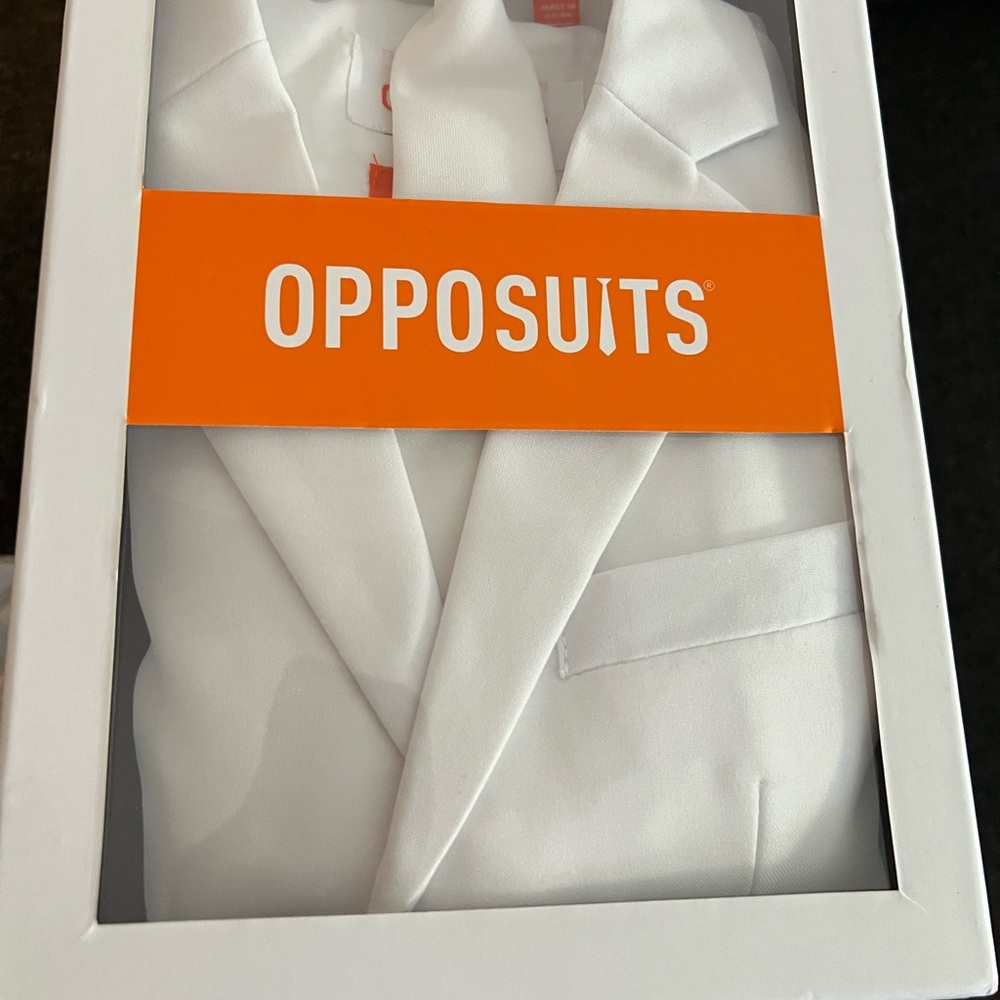 NWT BOYS 4T WHITE OPPOSUITS IN BOX WITH TIE